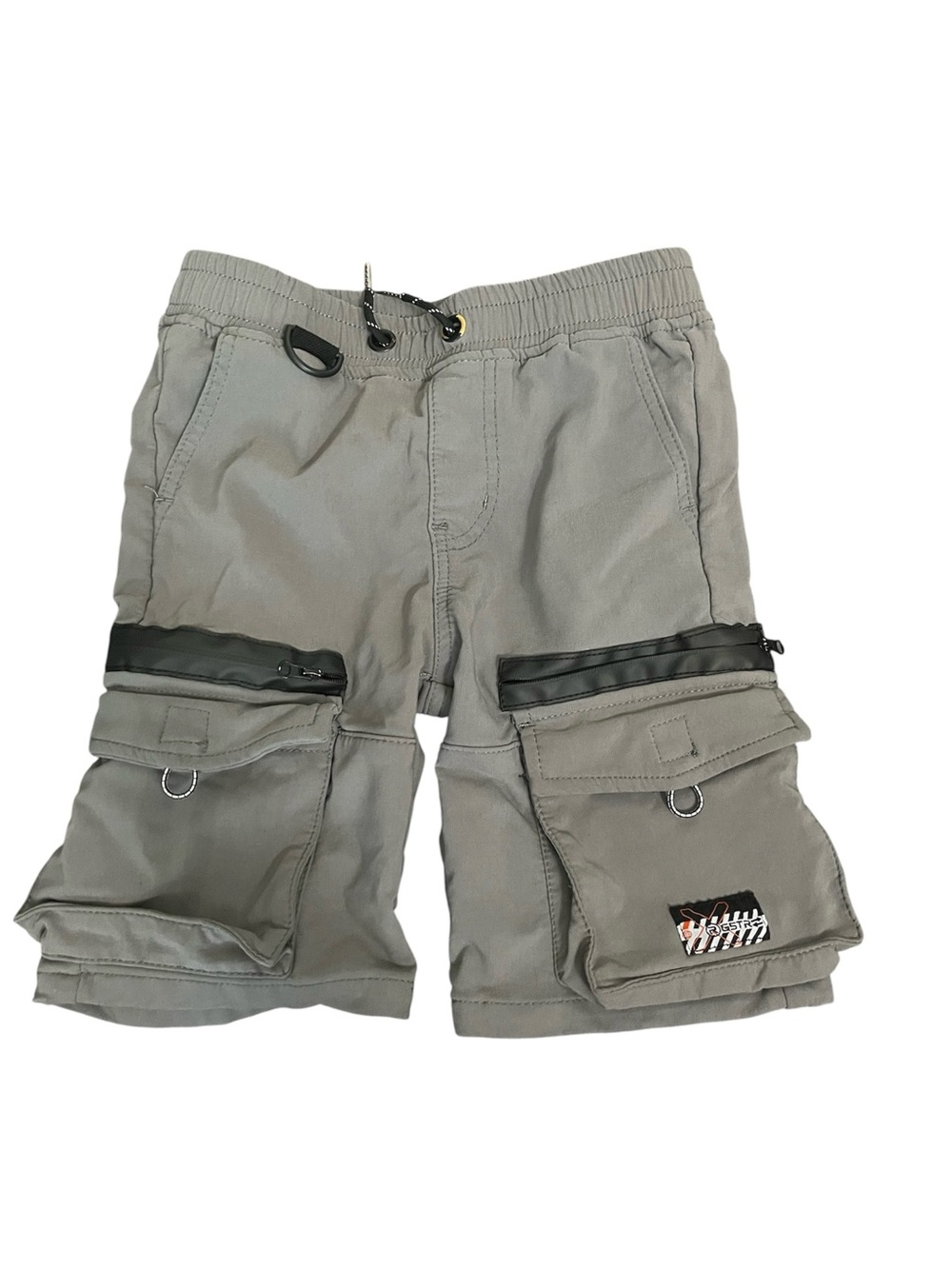 Gray Elastic Waist Shorts with Branded Tag
